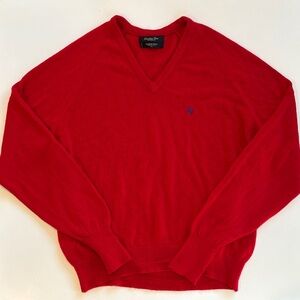 Vintage Christian Dior Monsieur Acrylic Red Vneck Sweater Sz L